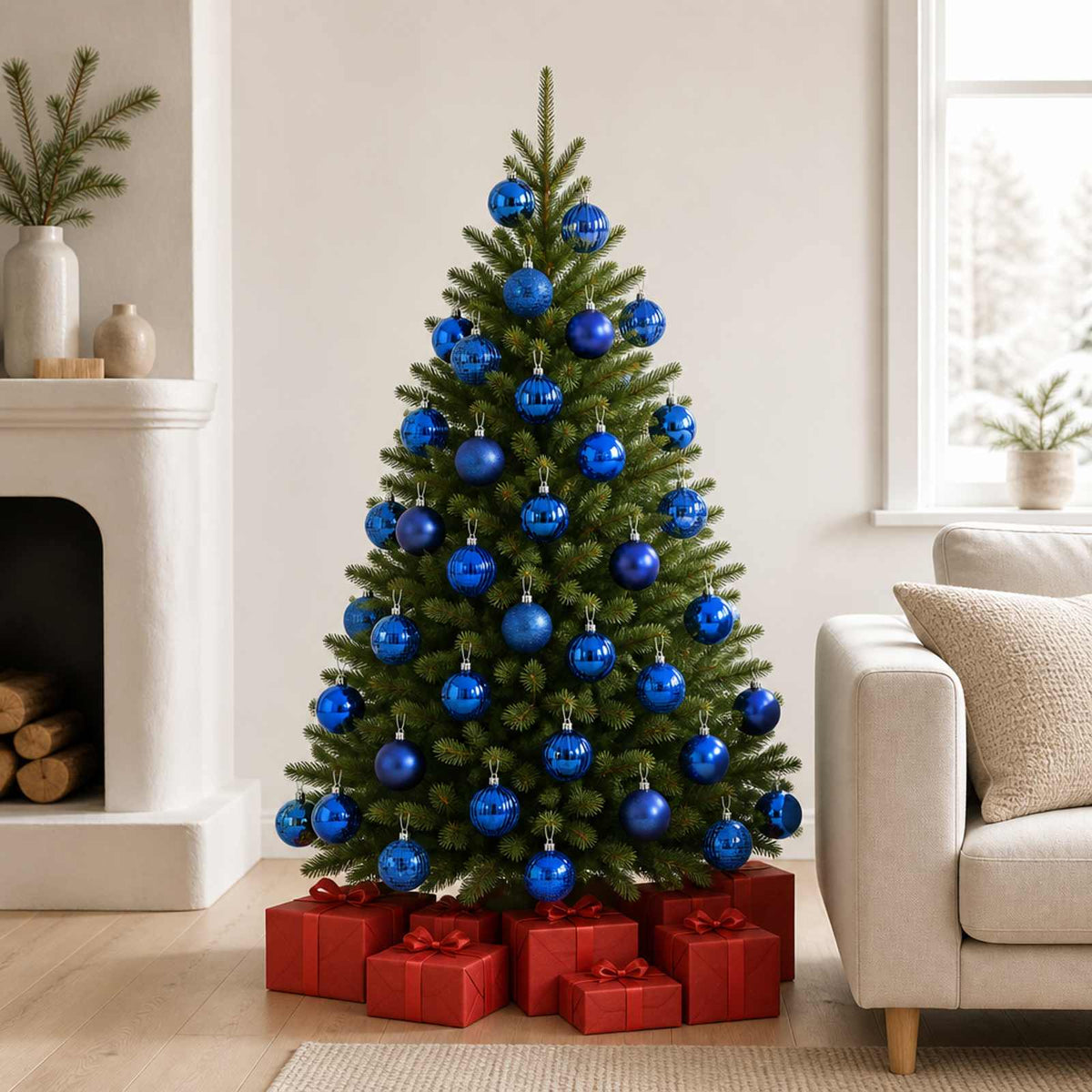 Christmas Ball Set 50 pcs Blue 8 cm Polystyrene