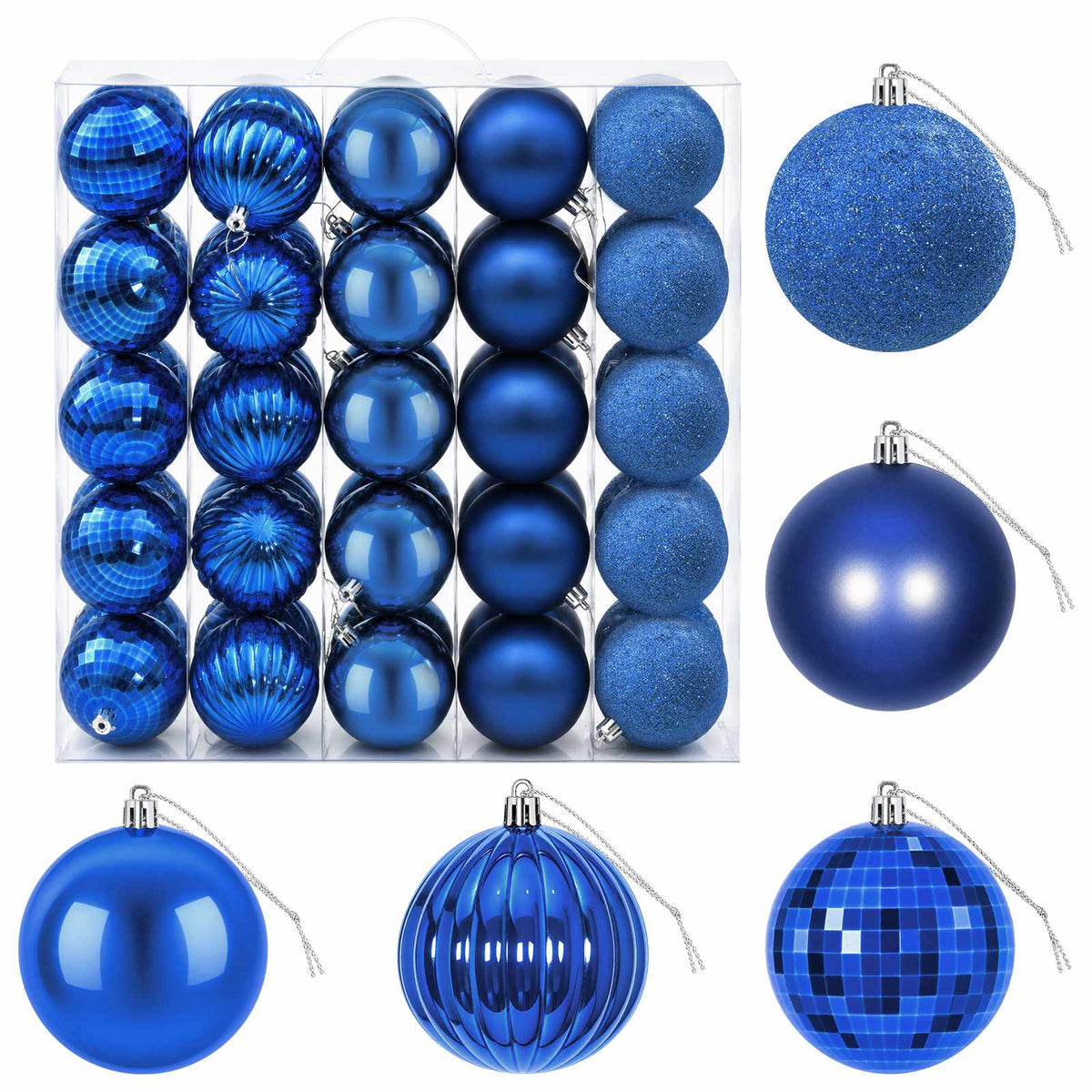 Christmas Ball Set 50 pcs Blue 8 cm Polystyrene