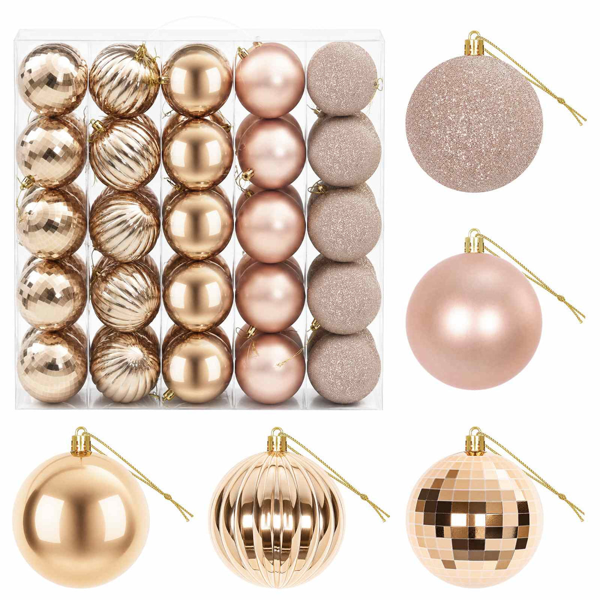 Christmas Ball Set 50 pcs Rose Gold 8 cm Polystyrene