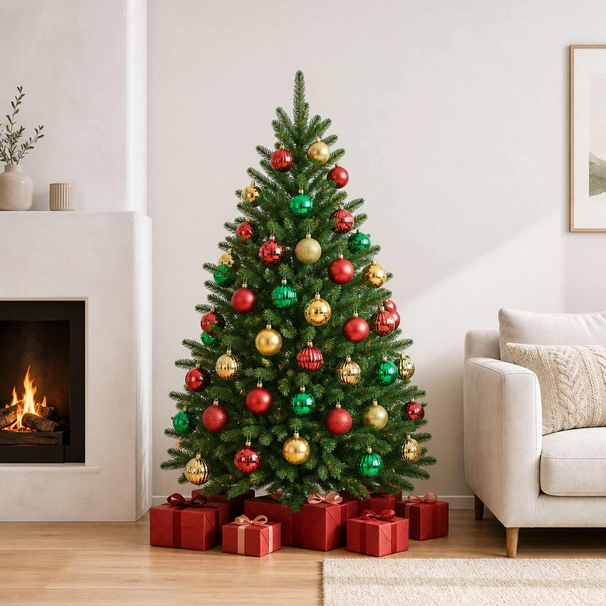 Christmas Ball Set 50 pcs Red Gold and Green Dia. 8 cm