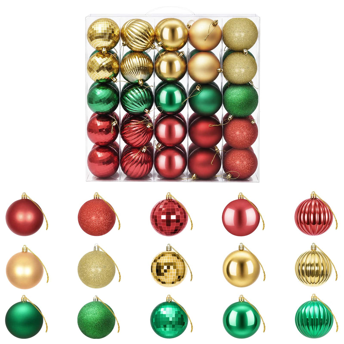 Christmas Ball Set 50 pcs Red Gold and Green Dia. 8 cm