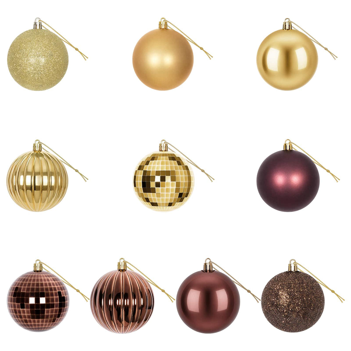Christmas Ball Set 50 pcs Brown and Gold 8 cm Polystyrene