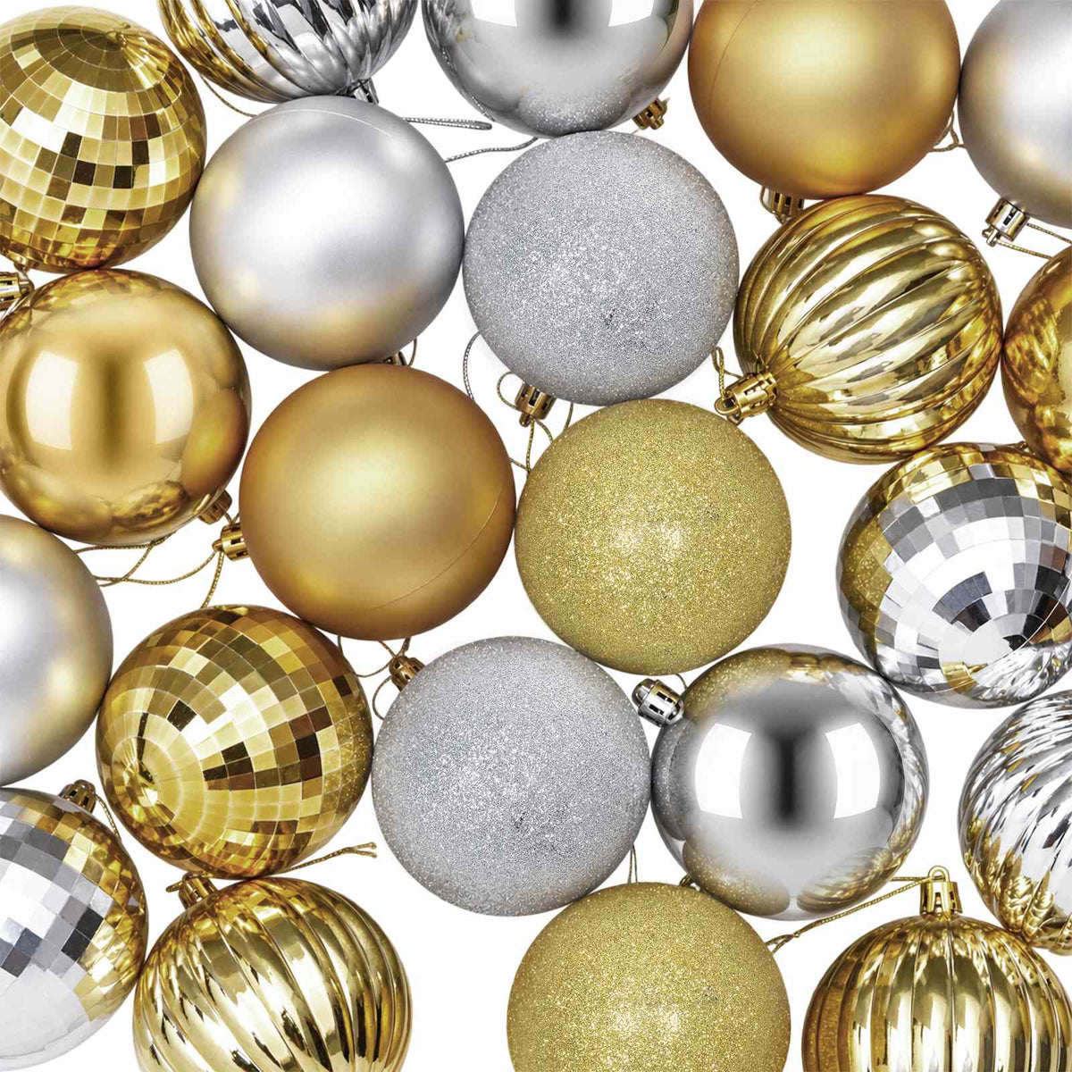 Christmas Ball Set 50 pcs Silver and Gold 8 cm Polystyrene