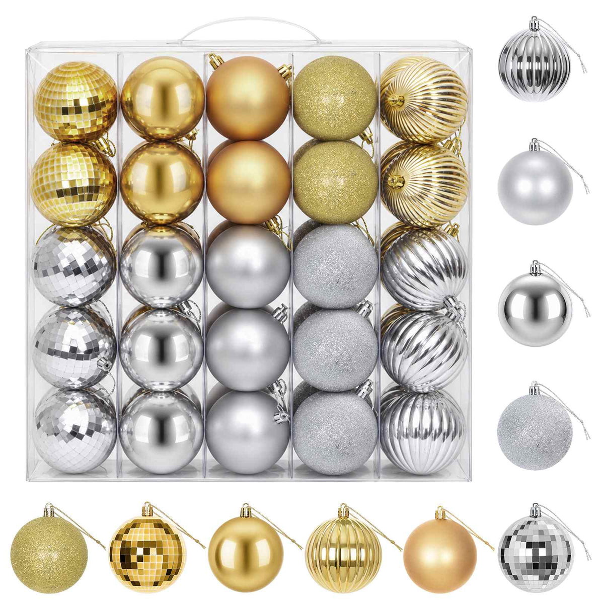 Christmas Ball Set 50 pcs Silver and Gold 8 cm Polystyrene
