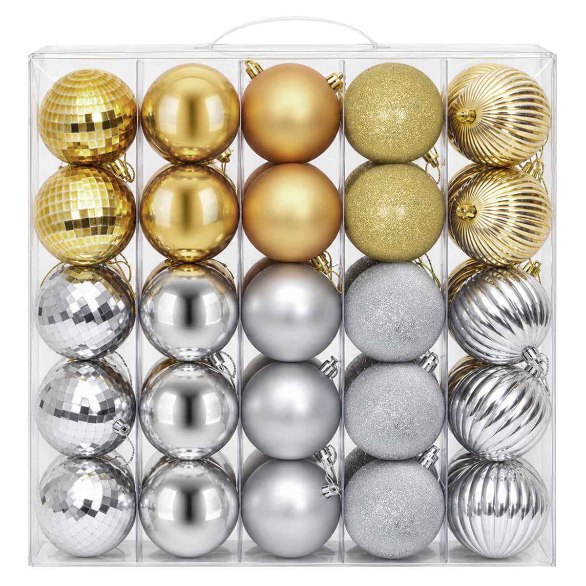 Christmas Ball Set 50 pcs Silver and Gold 8 cm Polystyrene