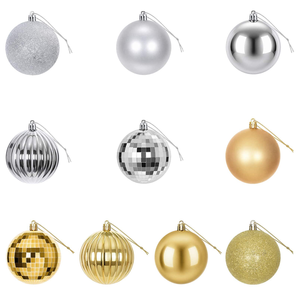 Christmas Ball Set 50 pcs Silver and Gold 8 cm Polystyrene