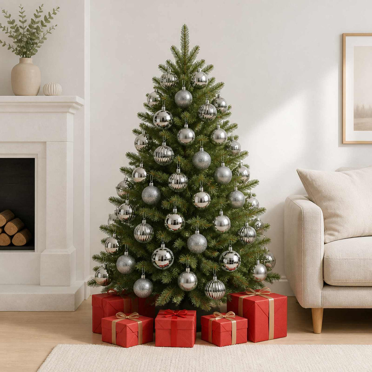 Christmas Ball Set 50 pcs Grey 8 cm Polystyrene