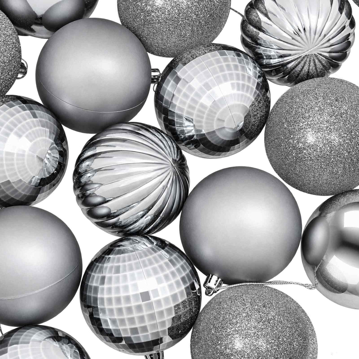 Christmas Ball Set 50 pcs Grey 8 cm Polystyrene