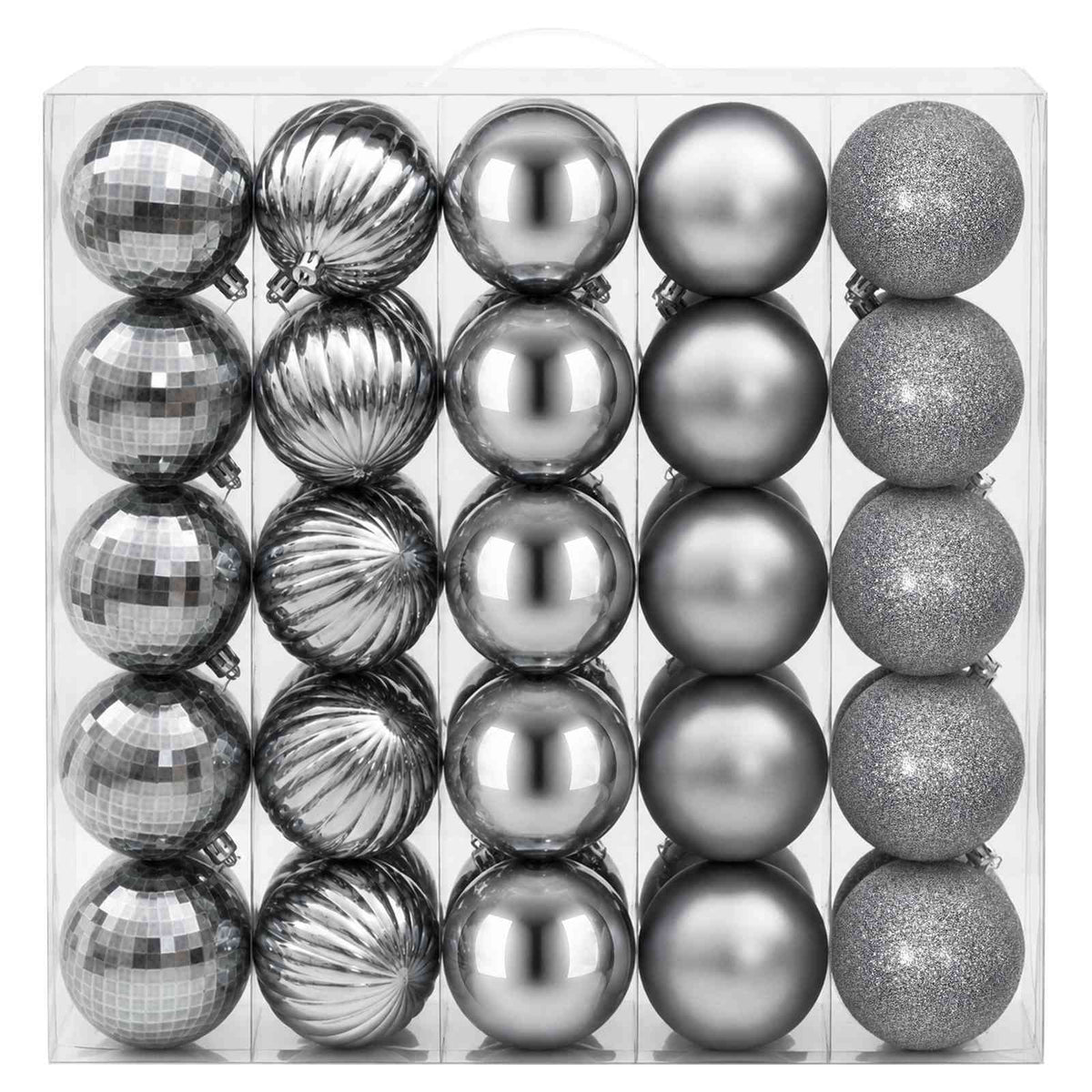 Christmas Ball Set 50 pcs Grey 8 cm Polystyrene