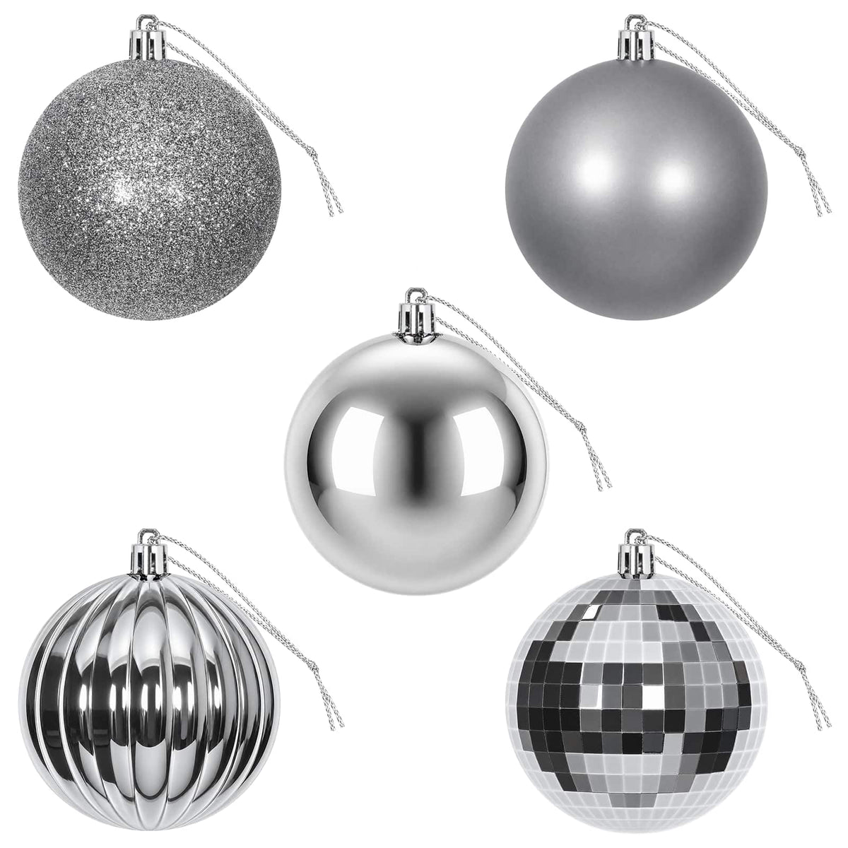 Christmas Ball Set 50 pcs Grey 8 cm Polystyrene
