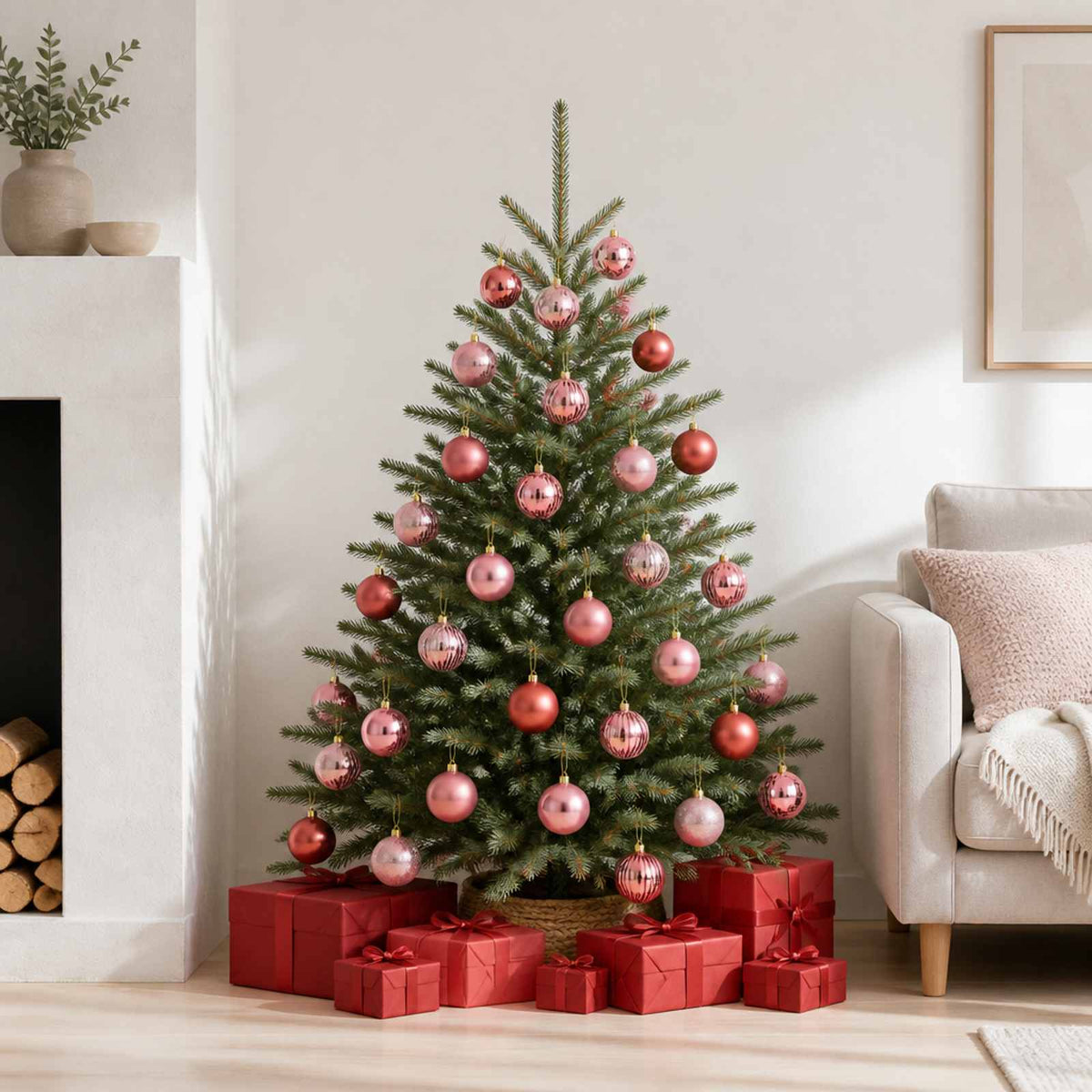 Christmas Ball Set 50 pcs Pink and Rose 8 cm Polystyrene