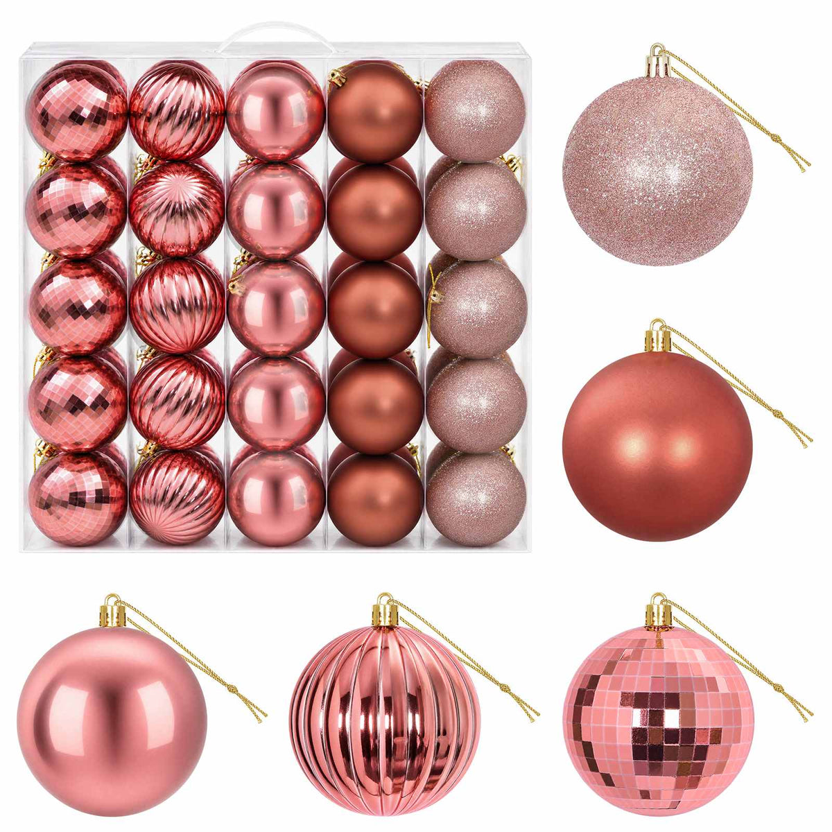 Christmas Ball Set 50 pcs Pink and Rose 8 cm Polystyrene