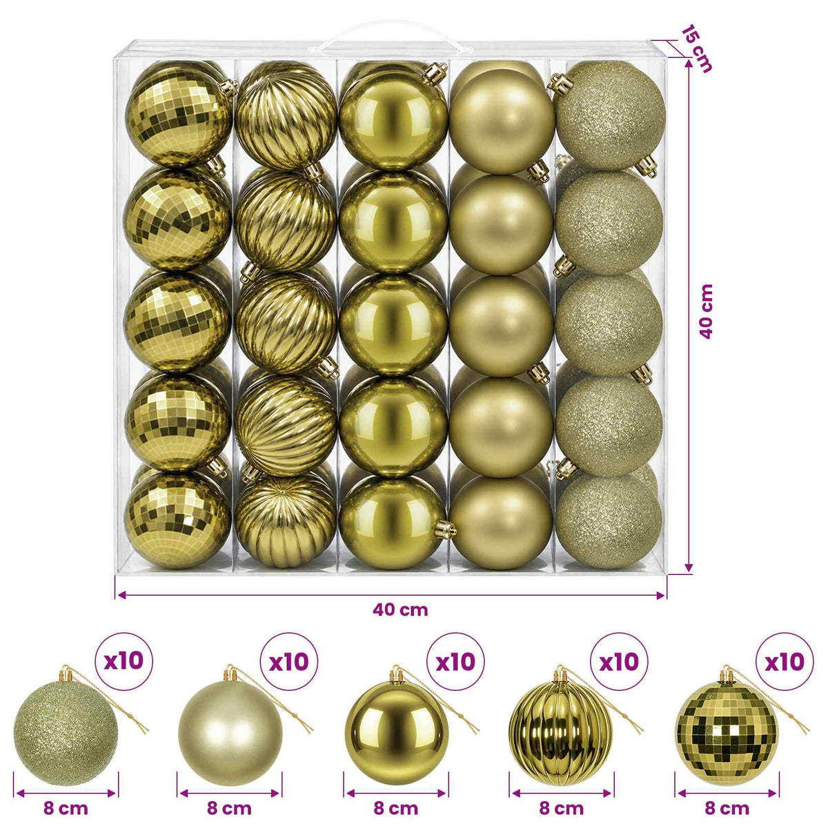 Christmas Ball Set 50 pcs Light Green 8 cm Polystyrene
