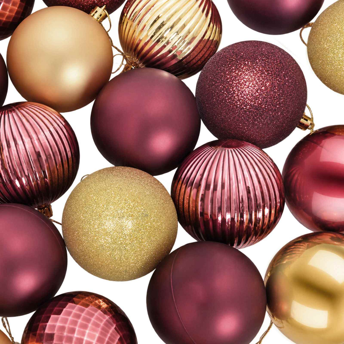 Christmas Ball Set 50 pcs Gold and Wine Red 8 cm Polystyrene