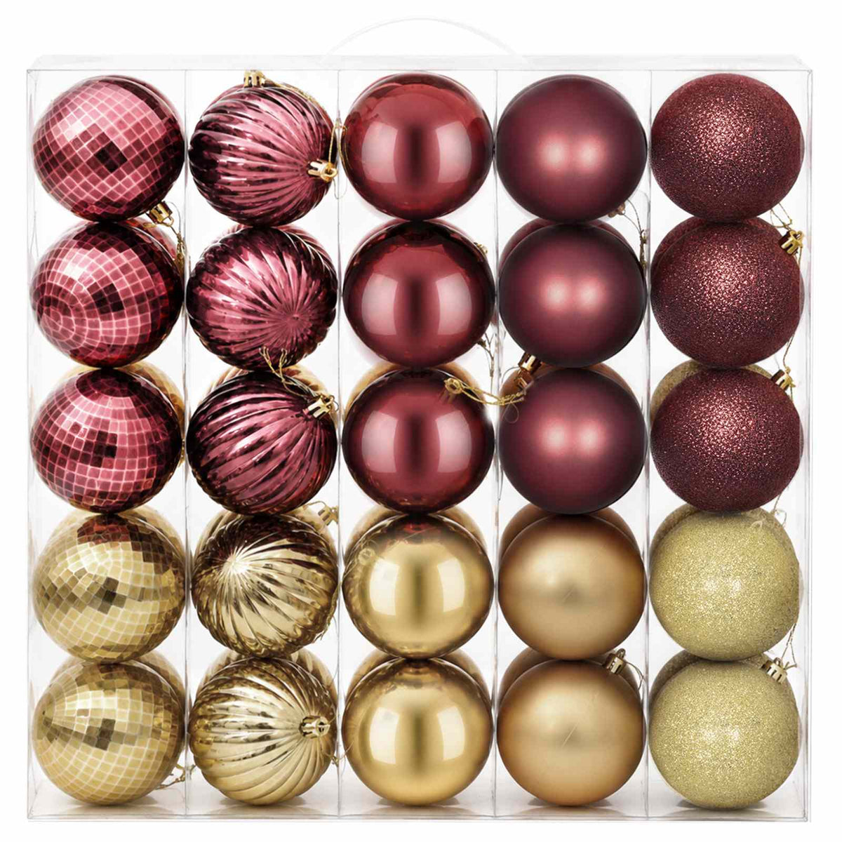 Christmas Ball Set 50 pcs Gold and Wine Red 8 cm Polystyrene