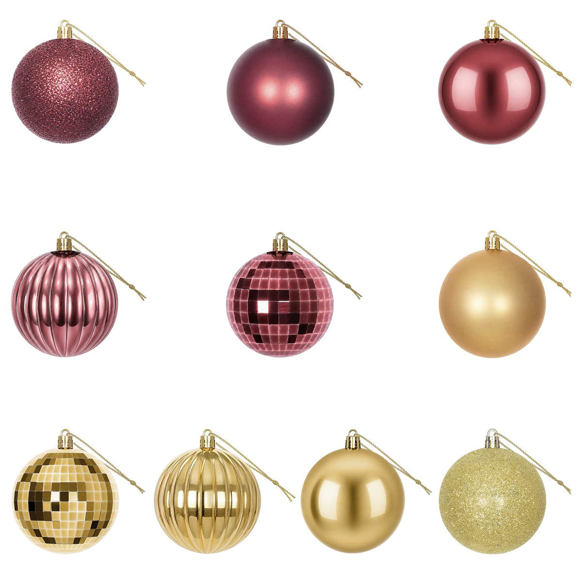 Christmas Ball Set 50 pcs Gold and Wine Red 8 cm Polystyrene