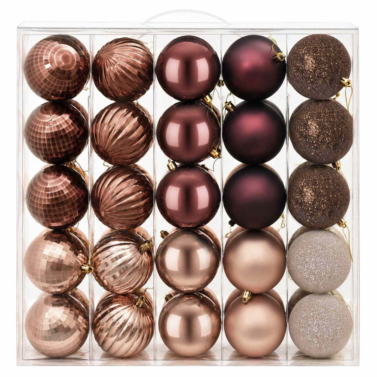 Christmas Ball Set 50 pcs Champagne and Brown 8 cm Polystyrene