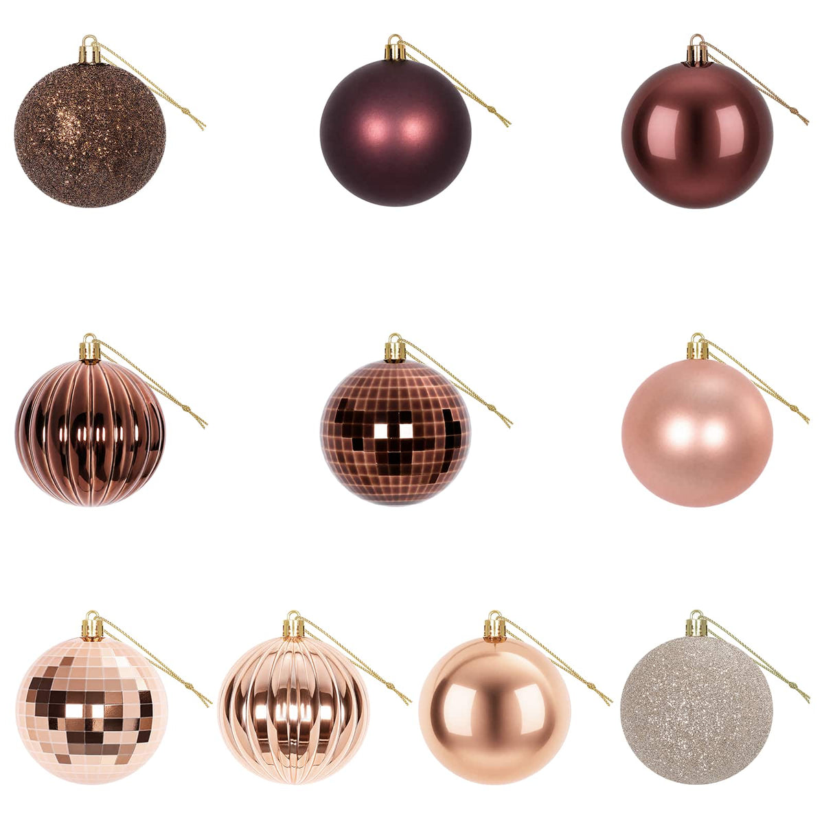 Christmas Ball Set 50 pcs Champagne and Brown 8 cm Polystyrene