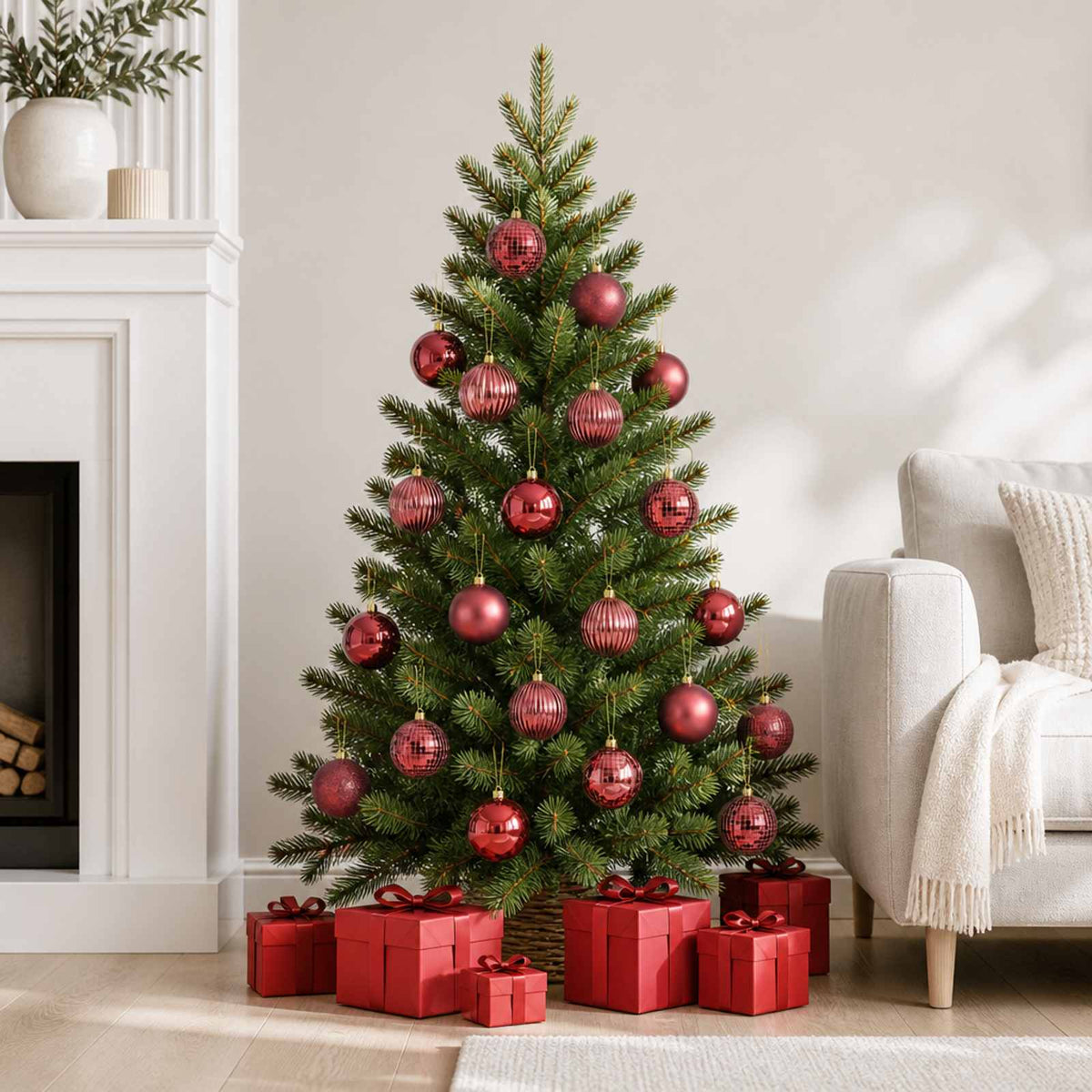 Christmas Ball Set 50 pcs Wine Red 8 cm Polystyrene
