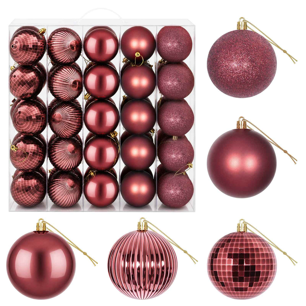Christmas Ball Set 50 pcs Wine Red 8 cm Polystyrene
