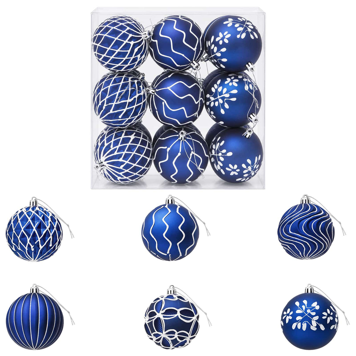 Christmas Ball Set XL 18 pcs Blue and White Dia. 8 cm