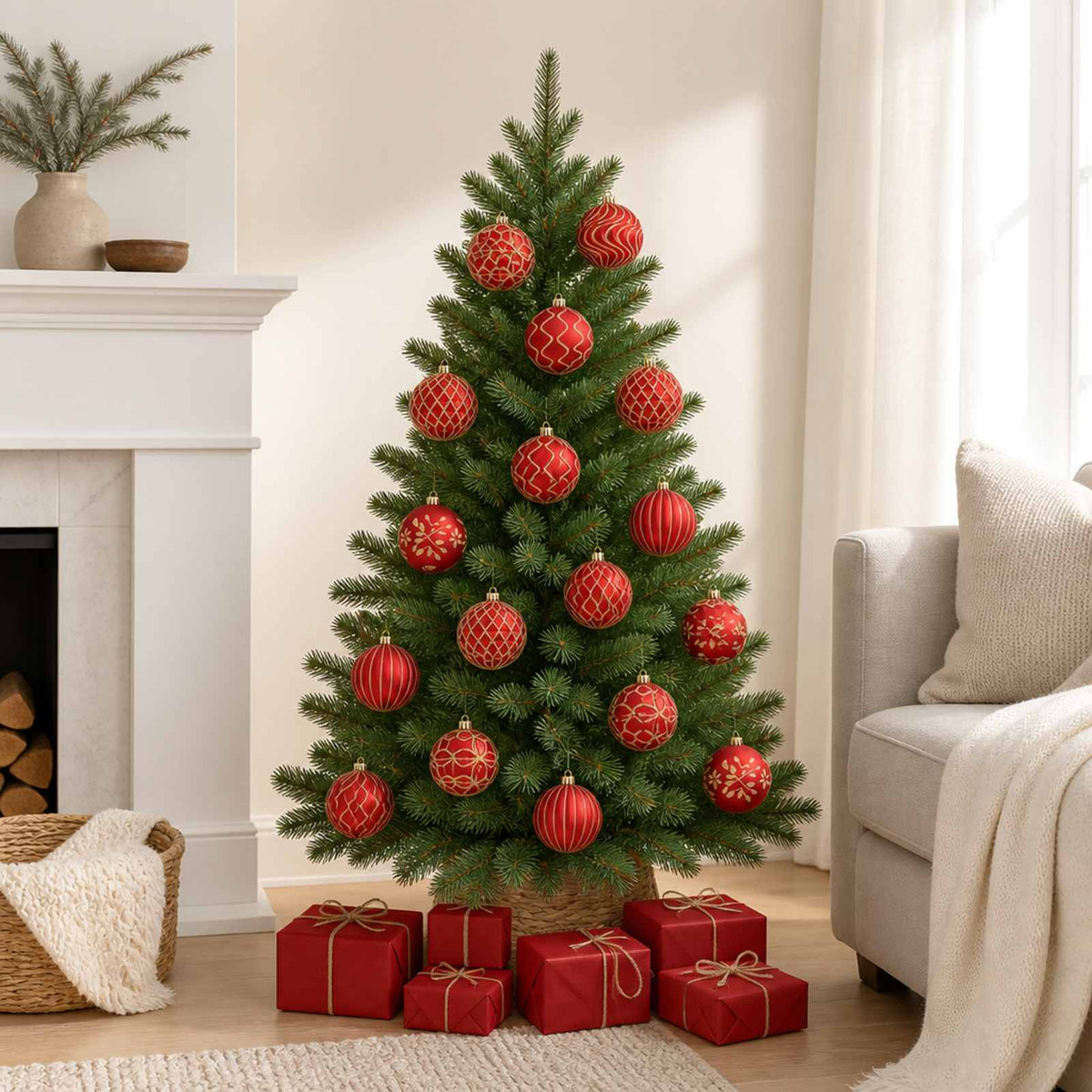 Christmas Ball Set XL 18 pcs Red and Gold 8 cm Polystyrene