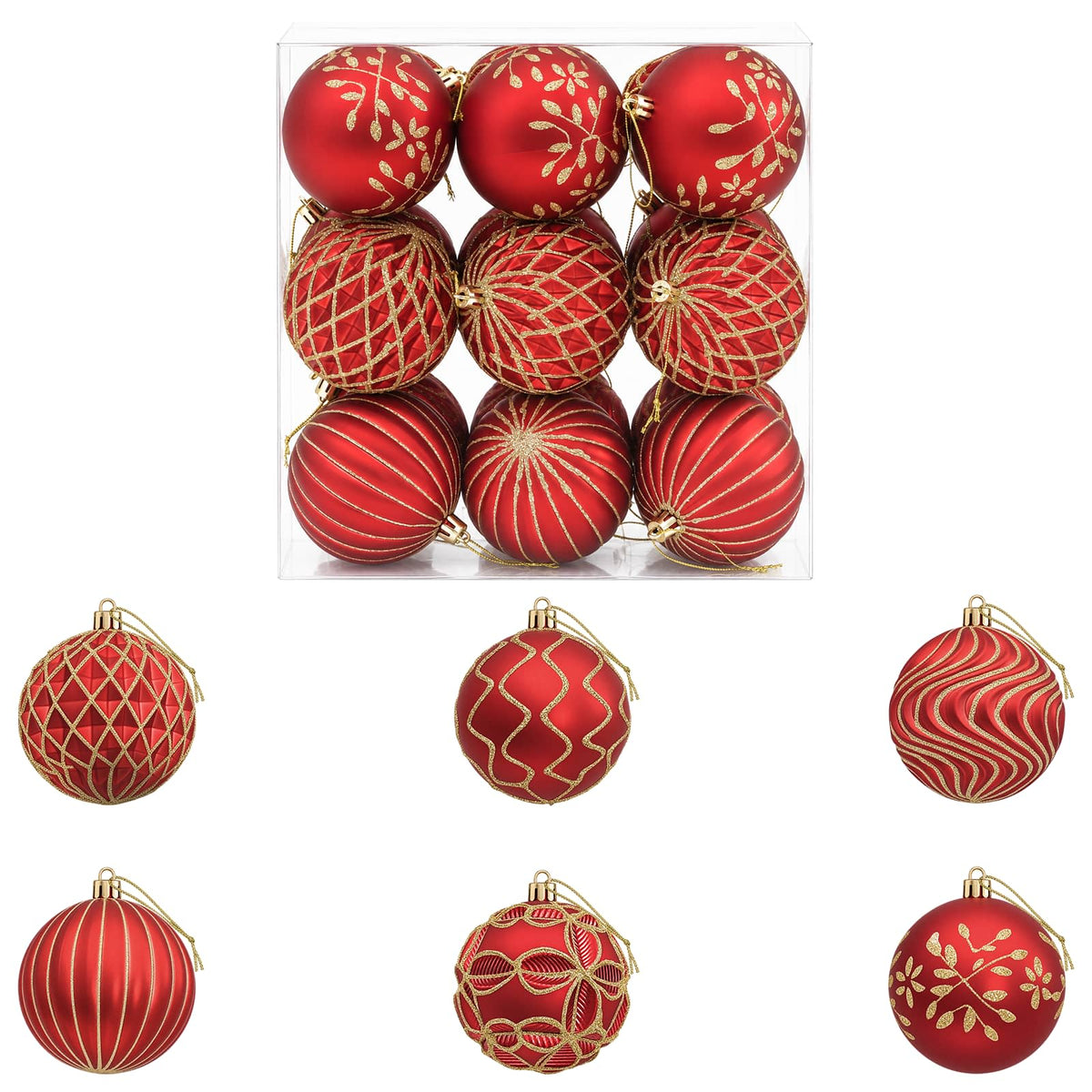 Christmas Ball Set XL 18 pcs Red and Gold 8 cm Polystyrene