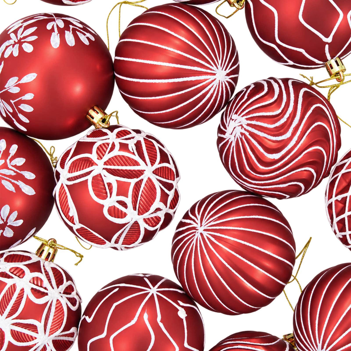 Christmas Ball Set XL 18 pcs Red and White 8 cm Polystyrene