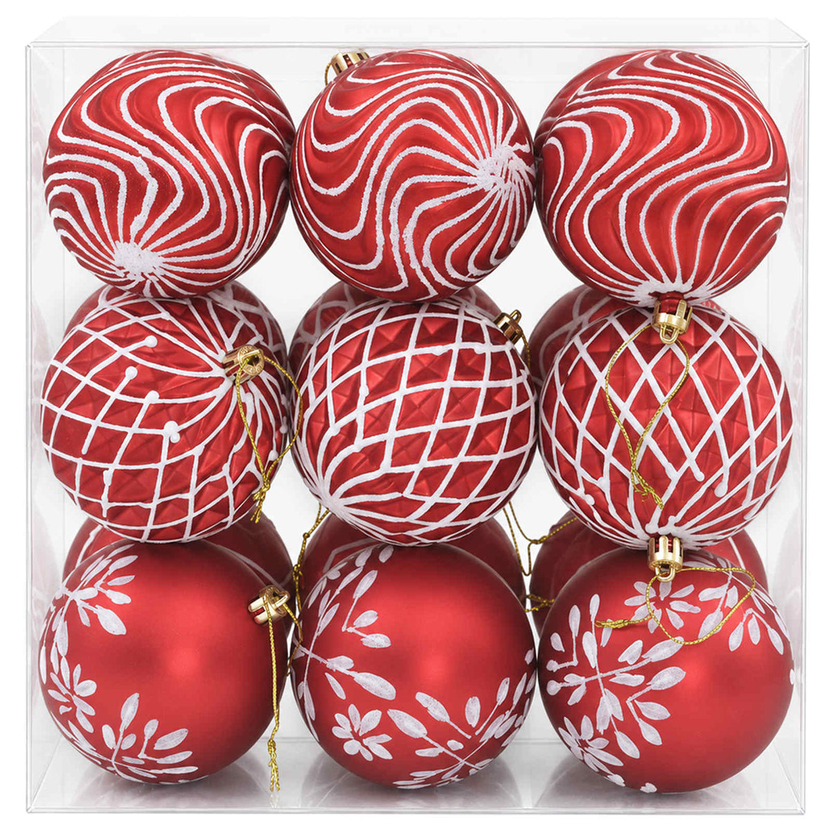 Christmas Ball Set XL 18 pcs Red and White 8 cm Polystyrene