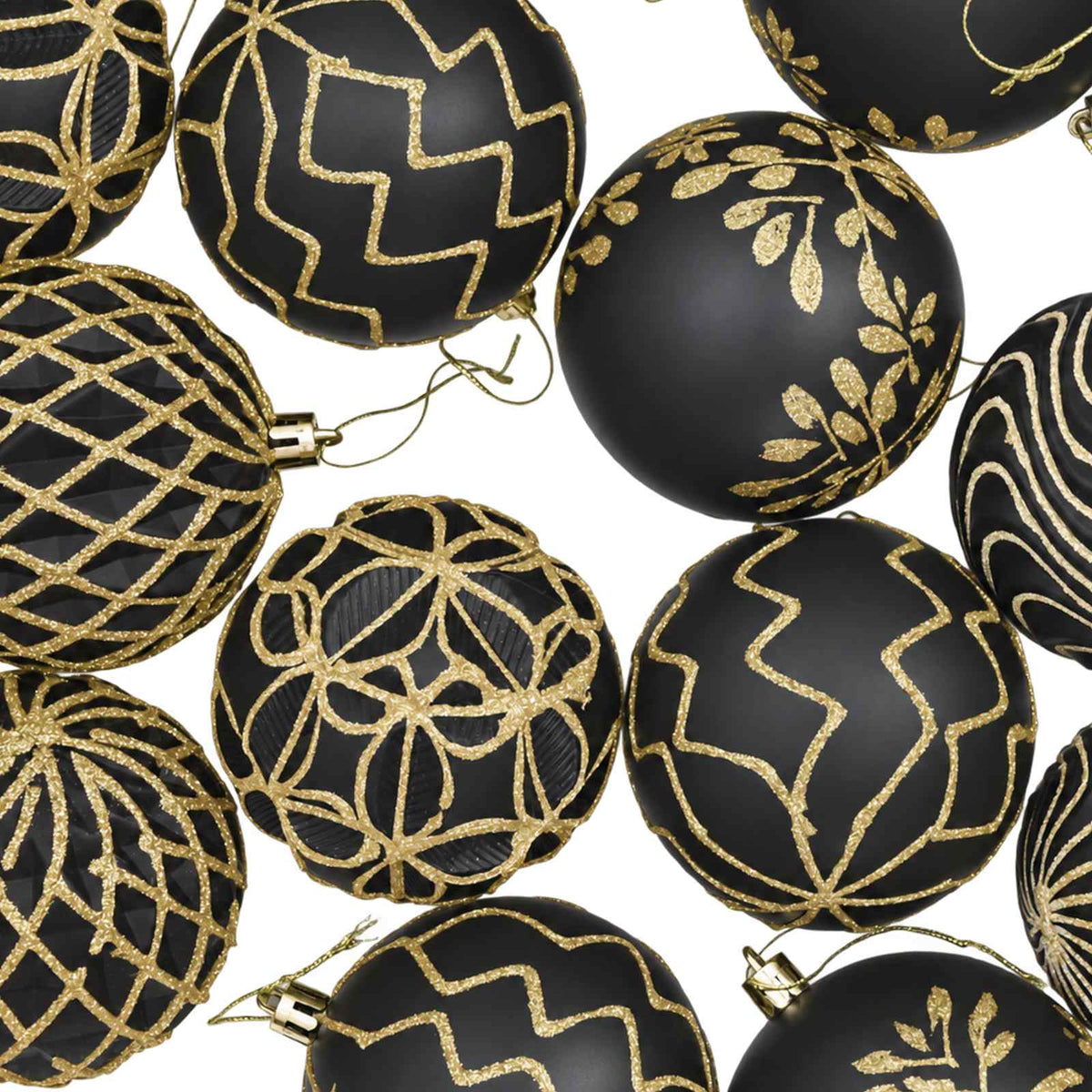 Christmas Ball Set XL 18 pcs Black and Gold Dia. 8 cm