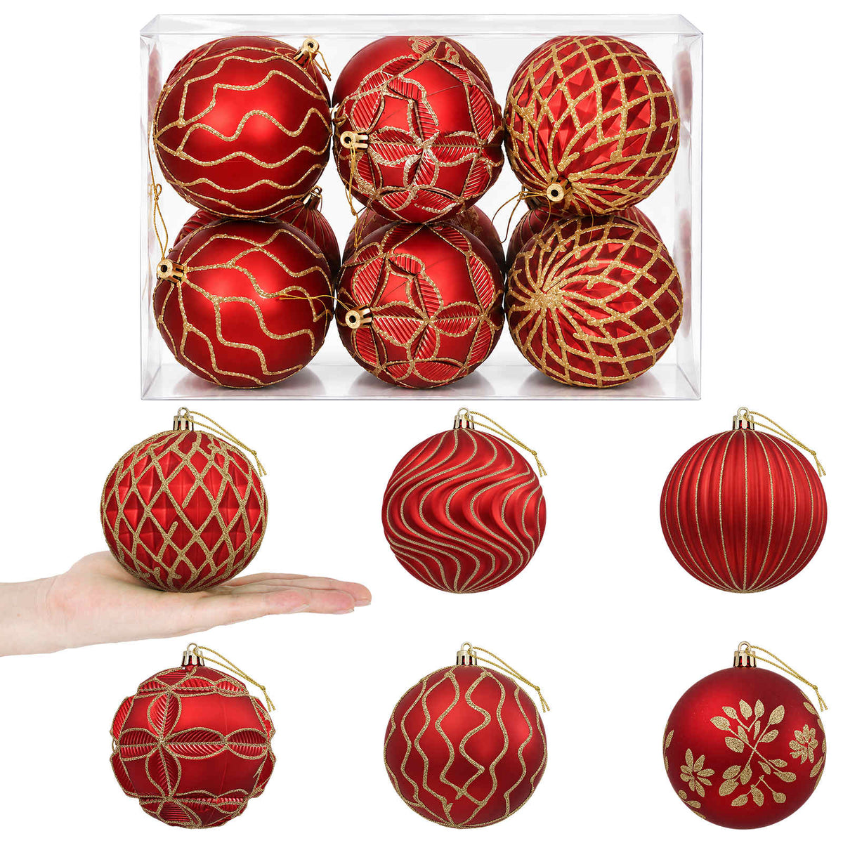 Christmas Ball Set XL 12 pcs Red and Gold Dia. 10 cm