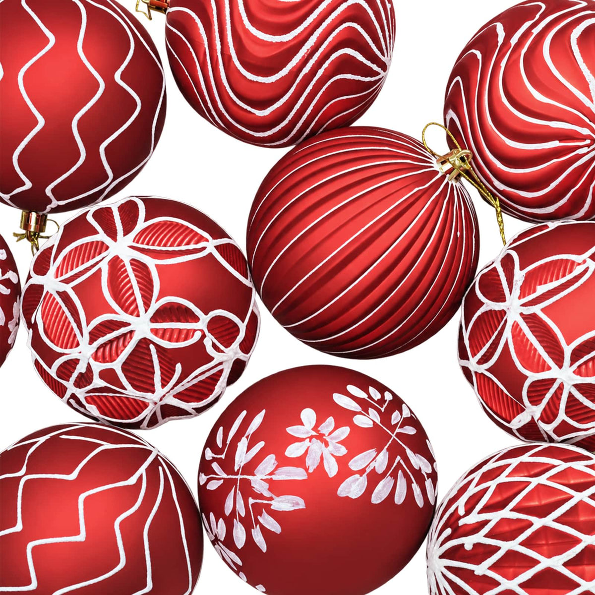 Christmas Ball Set XL 12 pcs Red and White 10 cm Polystyrene