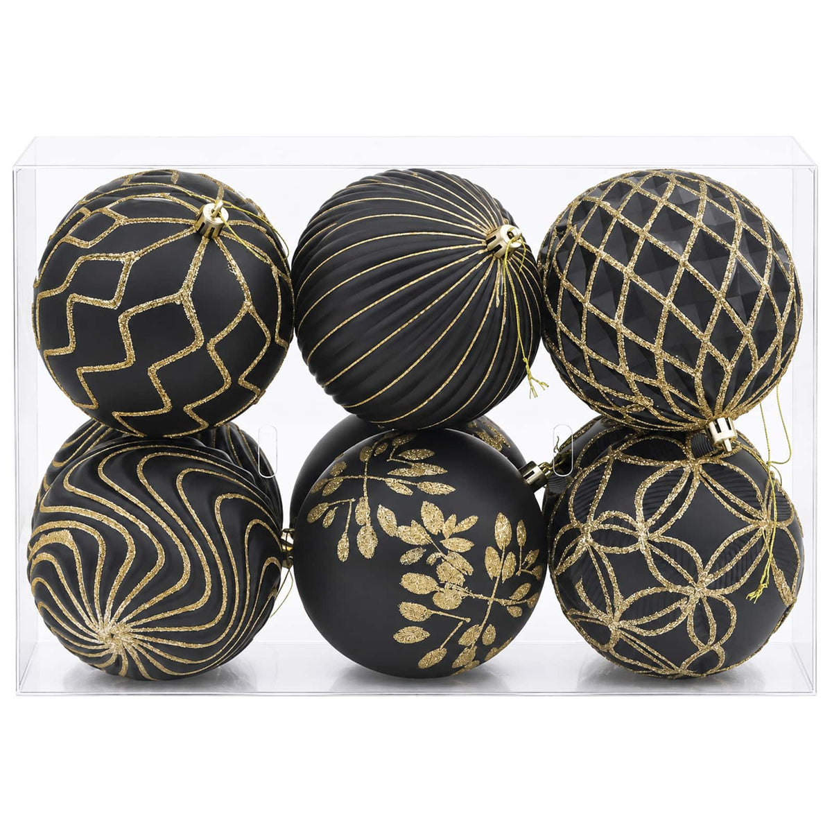 Christmas Ball Set XL 12 pcs Black and Gold Dia. 10 cm