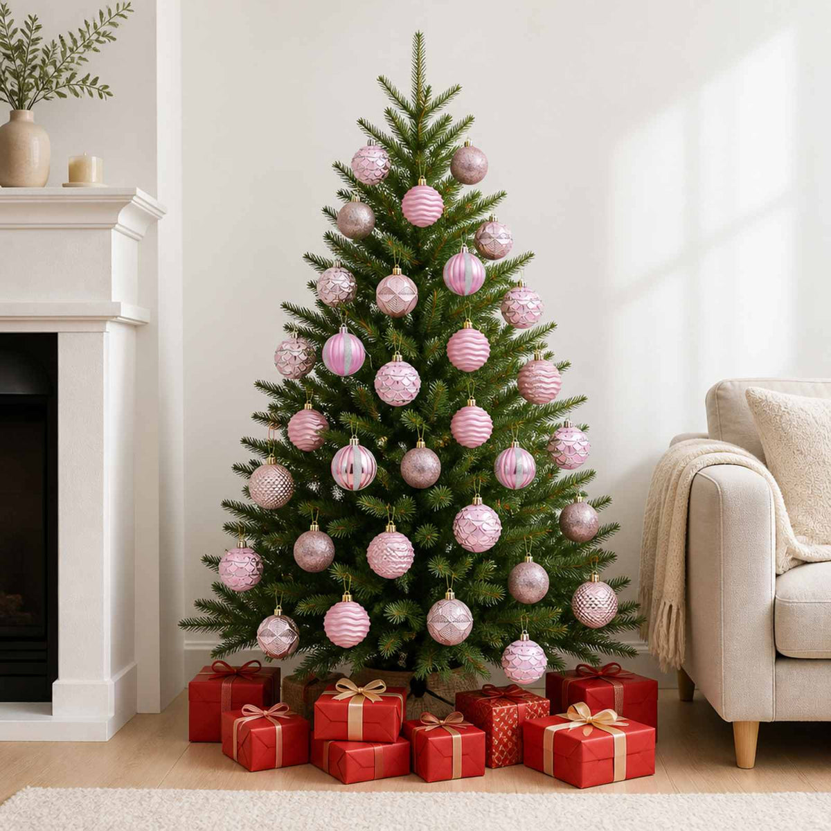 Christmas Ball Set 36 pcs Pink 6 cm Polystyrene