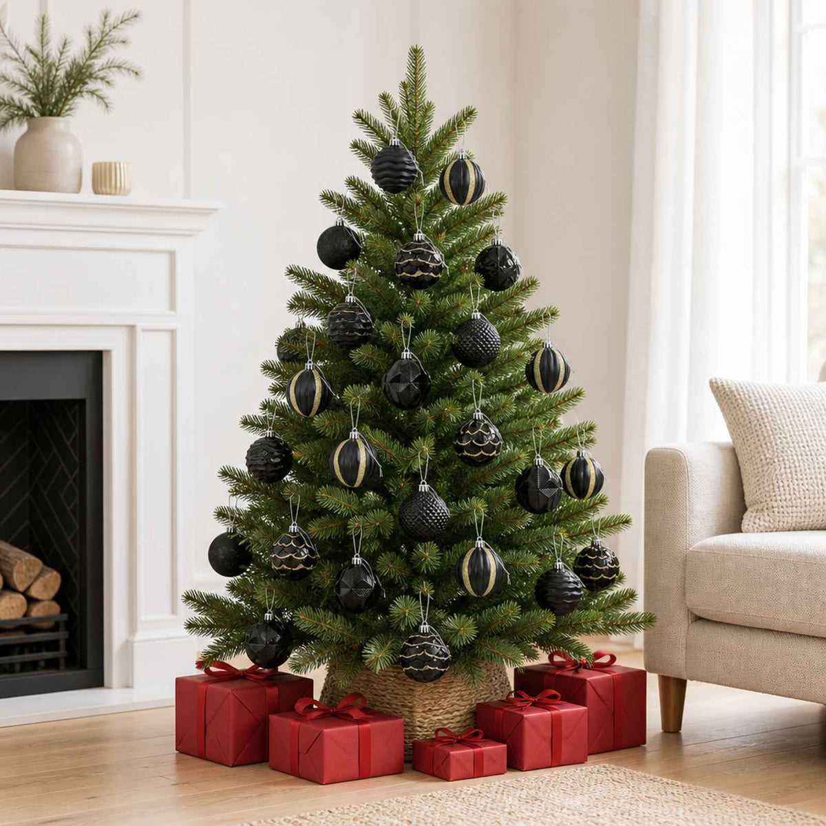 Christmas Ball Set 36 pcs Black 6 cm Polystyrene