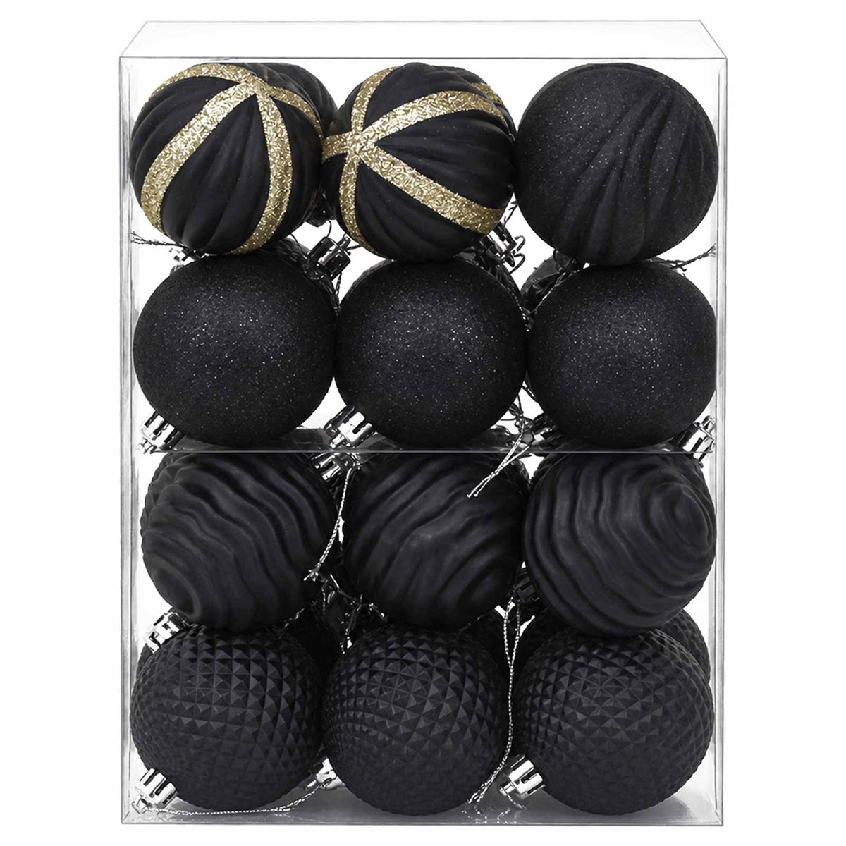 Christmas Ball Set 36 pcs Black 6 cm Polystyrene