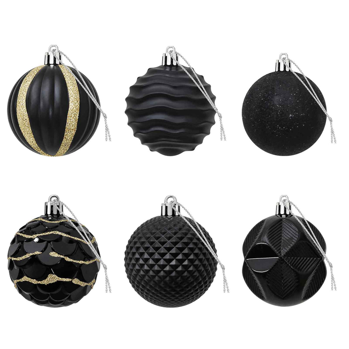 Christmas Ball Set 36 pcs Black 6 cm Polystyrene