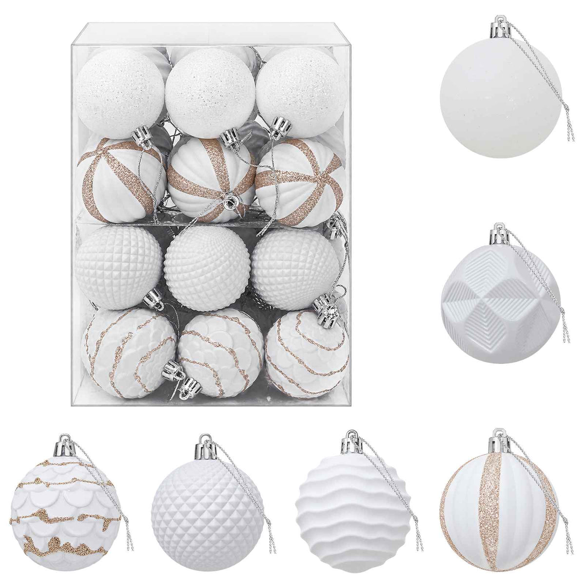 Christmas Ball Set 36 pcs White 6 cm Polystyrene