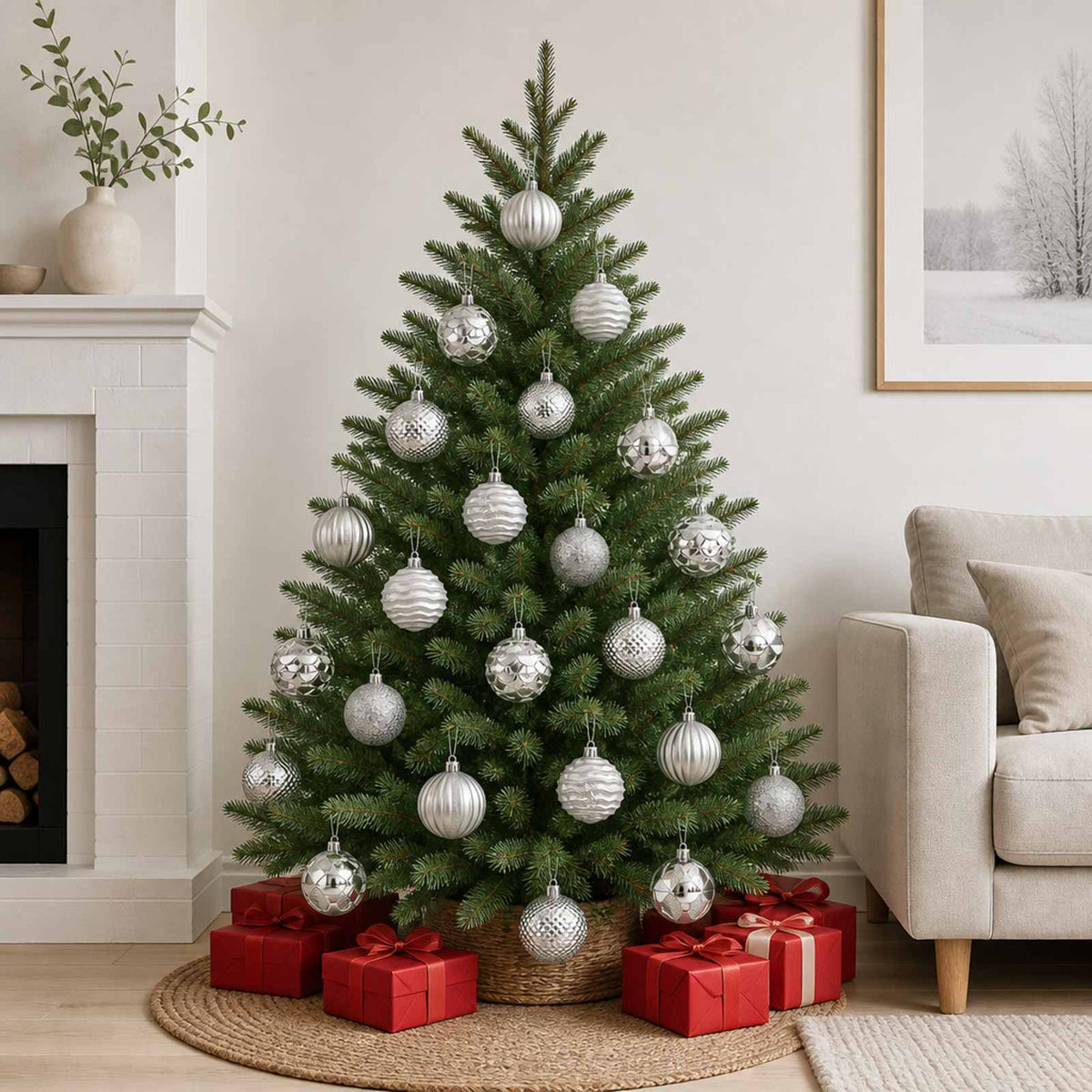 Christmas Ball Set 36 pcs Silver 6 cm Polystyrene
