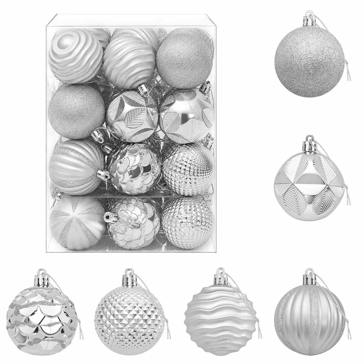 Christmas Ball Set 36 pcs Silver 6 cm Polystyrene