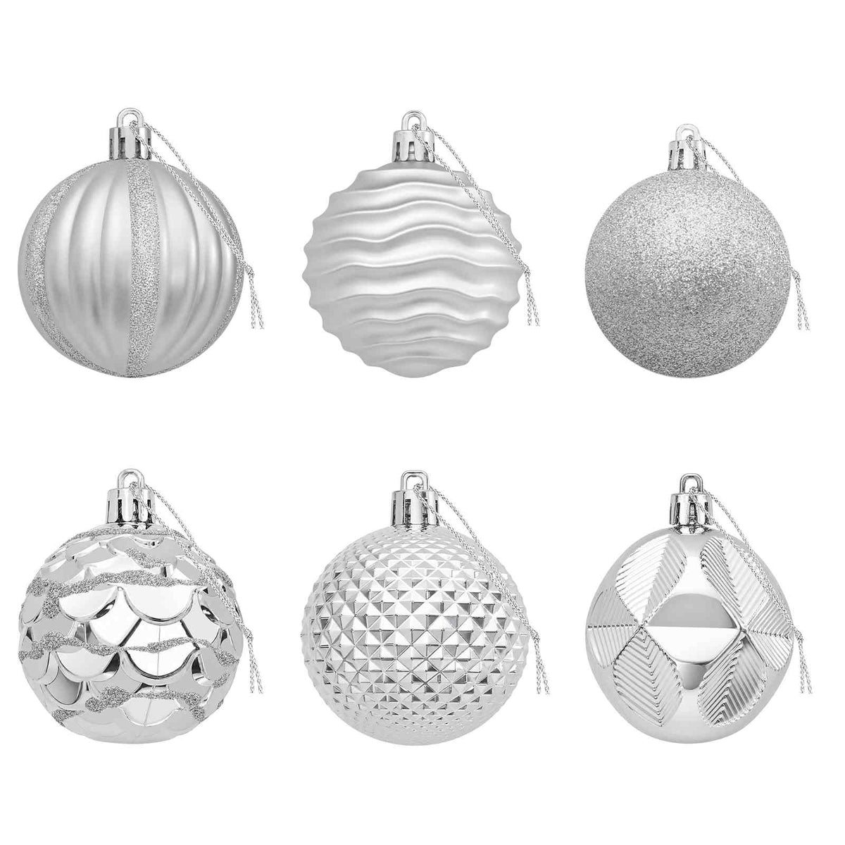 Christmas Ball Set 36 pcs Silver 6 cm Polystyrene