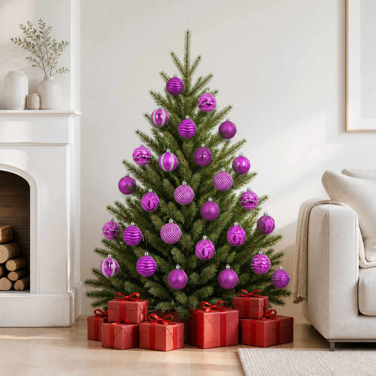 Christmas Ball Set 36 pcs Lilac 6 cm Polystyrene