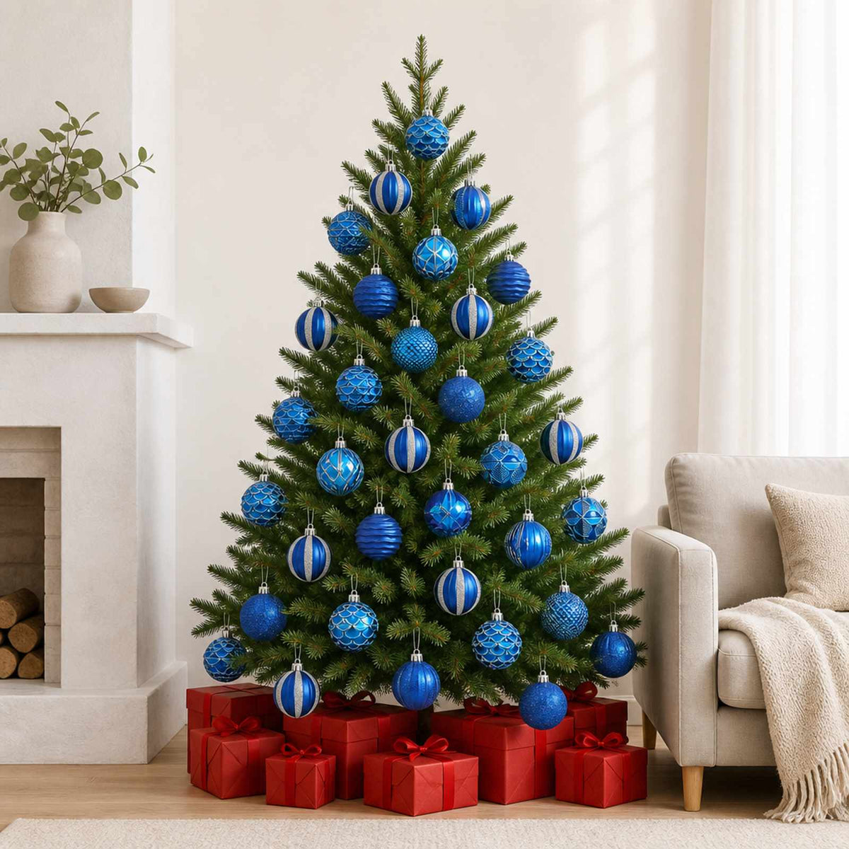Christmas Ball Set 36 pcs Blue 6 cm Polystyrene