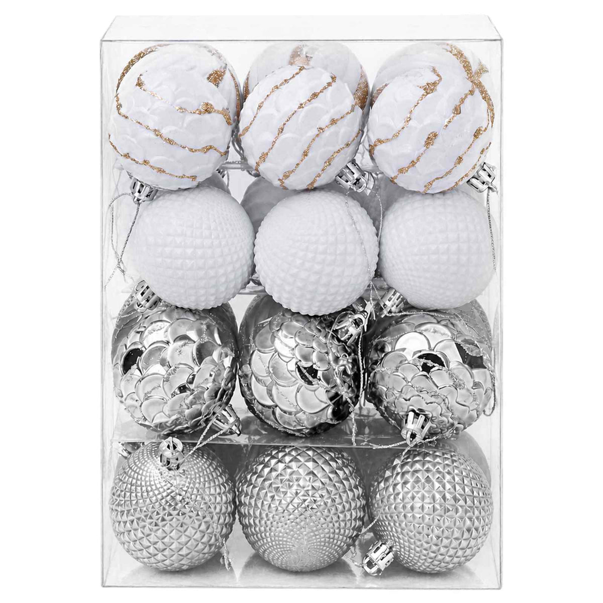 Christmas Ball Set 36 pcs White and Grey 6 cm Polystyrene