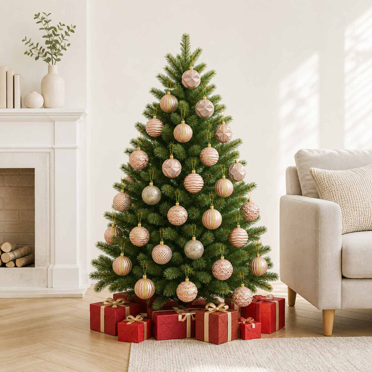 Christmas Ball Set 36 pcs Rose Gold 6 cm Polystyrene