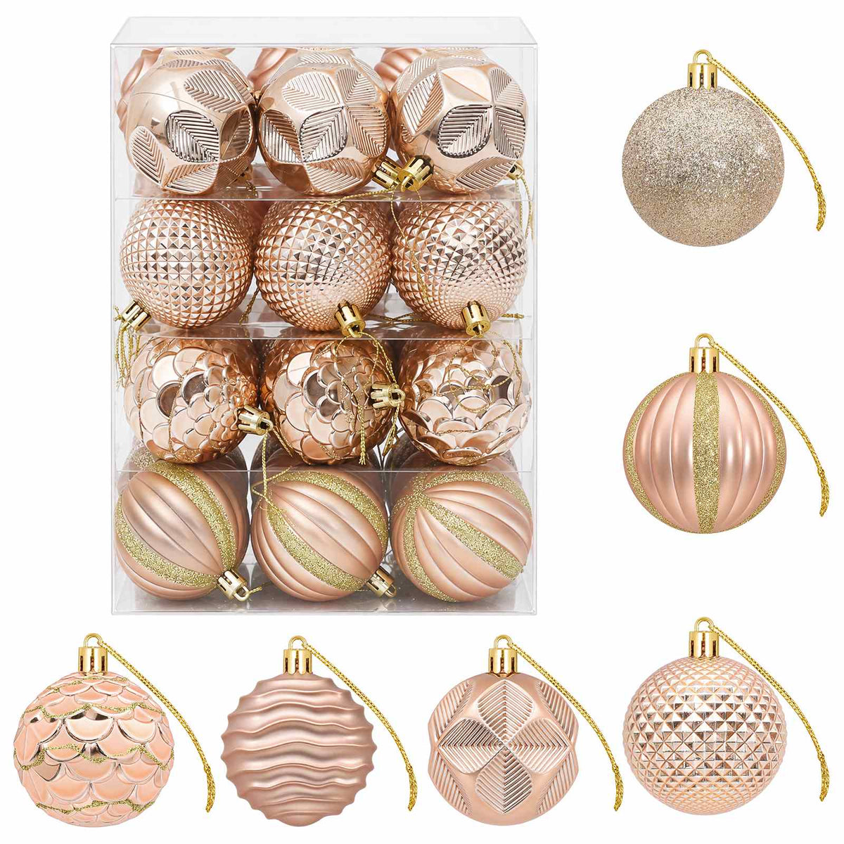 Christmas Ball Set 36 pcs Rose Gold 6 cm Polystyrene
