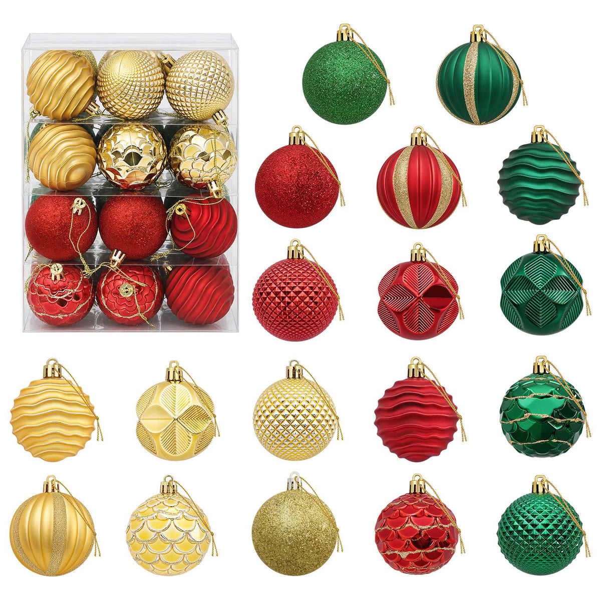 Christmas Ball Set 36 pcs Red, Gold and Green 6 cm Polystyrene