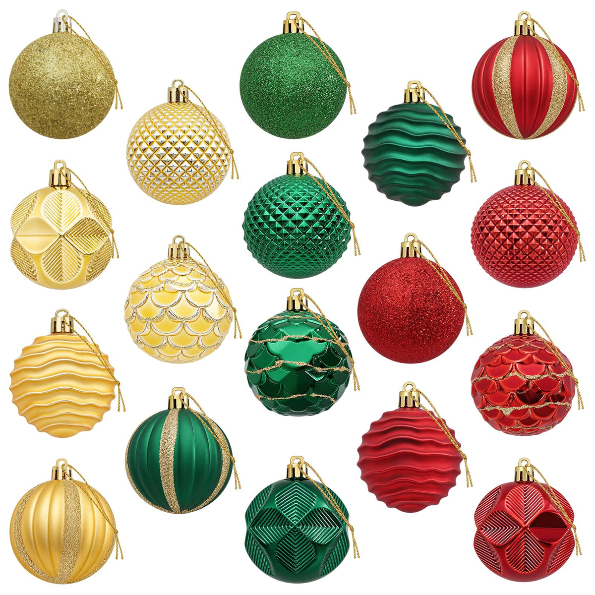 Christmas Ball Set 36 pcs Red, Gold and Green 6 cm Polystyrene