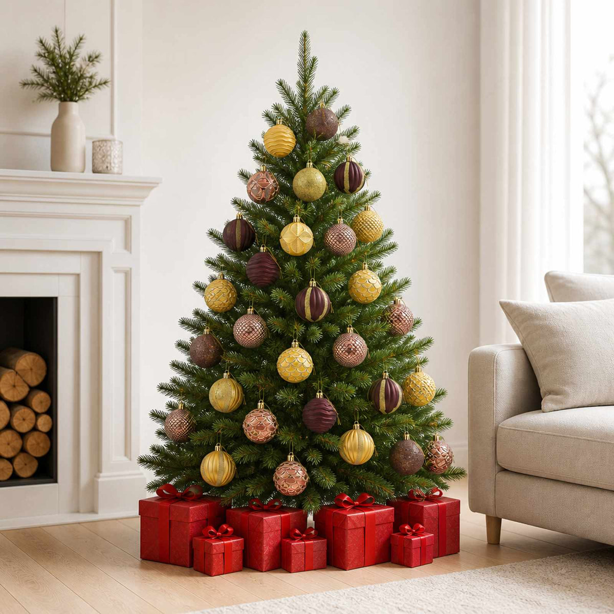 Christmas Ball Set 36 pcs Brown and Gold 6 cm Polystyrene