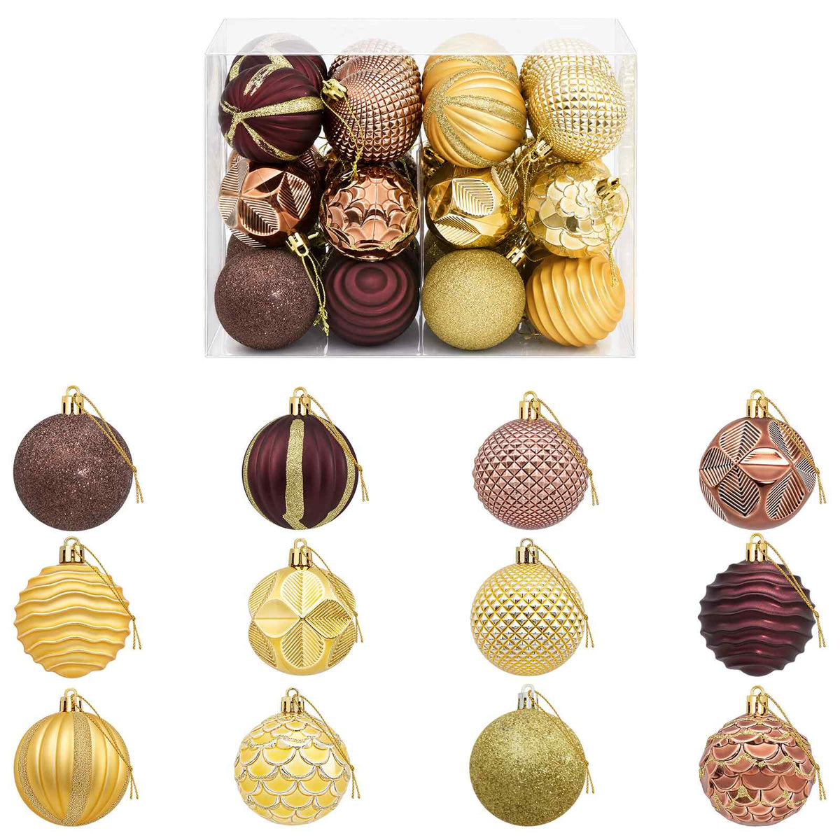 Christmas Ball Set 36 pcs Brown and Gold 6 cm Polystyrene